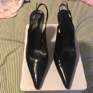 Prada Black Pointy toe Slingback Kitten Heel